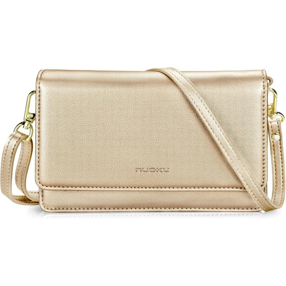 Women's 8 - Gold Leather Imported Cellphone Purse Crossbody Bags